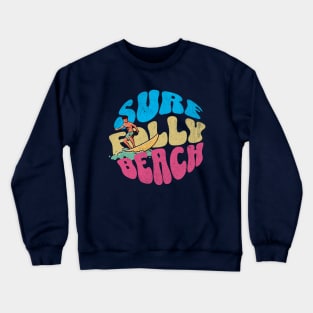 Surf Folly Beach South Carolina Vintage Surfboard Crewneck Sweatshirt